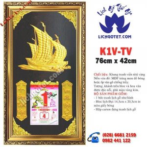 Lịch Gỗ Phù Điêu Tết Thuyền Vàng
